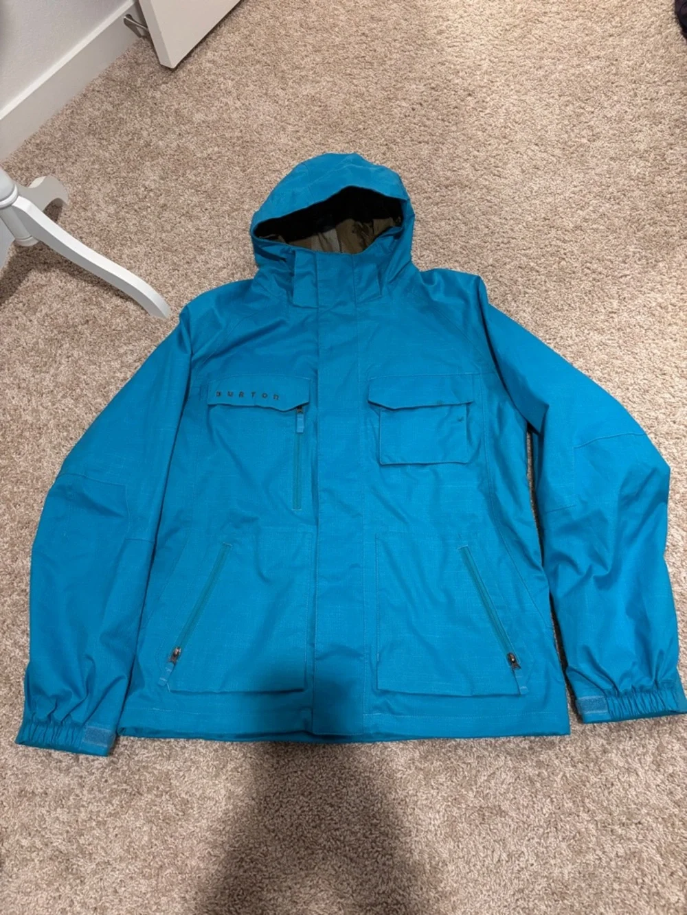 Burton Men’s Blue Hooded Snowboard Jacket sz Medium - Picture 1 of 6